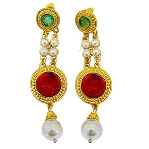 NEW vintage runway style glass gold plated statement earrings
